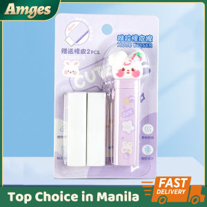 Cartoon Cute Pencil Eraser School Office Supplies Retractable Pen Shape Refillable Eraser Soft Rubber Stationary