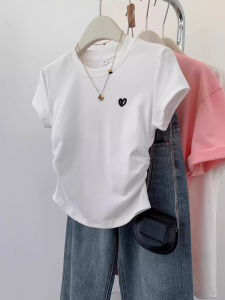 YIFENGXIN | Red Heart Embroidered Short Style T Shirt