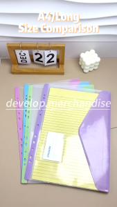 Long/A4 File Bag 11 Hole Loose Leaf Bag for 3/4/5 Ring Binder Transparent Binder Pouch Paper Organizer
