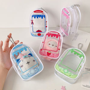 Mini Cute Transparent Strawberry Pattern PVC Doll Figure Storage Bag Fashion INS Girl Bag Decorative Pendant Women Wallet Gift