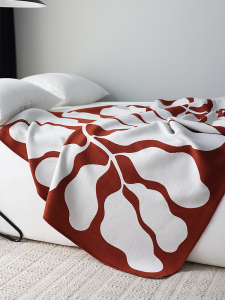 Chinese Style Geometric Minimalist Cashmere-like Blanket Sofa Casual Blanket Bauhaus Style Coffee Color Fall and Winter Decorative Blanket