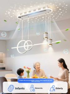 Smile | Negative Ion Bladeless Fan Light Modern Eye-Care Full Spectrum Home Restaurant Suspension Light