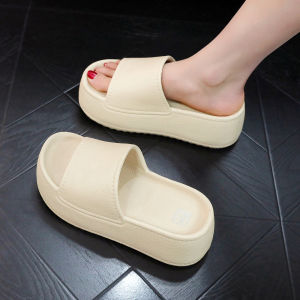 Womens Thick Heel Slippers Summer Anti-Slip Comfortable Outdoor Wear High Heel Slippers Casual Style EVA Material Home Shoes