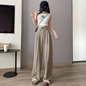 High Waist Wide Leg Pants Womens Spring Autumn Thin Pear Shape Body Casual Drapey Pants Straight Design Casual Suit Pants