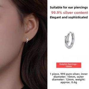 OUGUI | Trendy Design 999 Silver Dolphin Ear Hoops