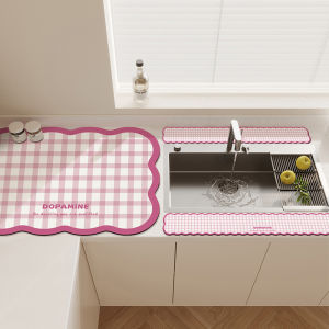 Kitchen Draining Mat Washbasin Countertop Absorbent Mat Long Strip Colored Splash-Proof Mat Bathroom Quick-Drying Table Mat