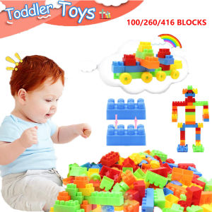 100/260/416PCS DIY Creative Building Blocks Bulk Sets with Storage Bag City Classic Bricks Assembly Educational Toys