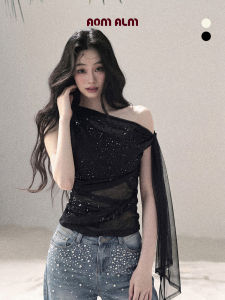 SHAOYEYAN | Sleeveless Waist-Cinching Flashy Off-Shoulder Tshirt