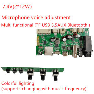 บลูทูธ TWS มัลติฟังก์ชั่น7สีคาราโอเกะไมโครโฟนลำโพง PCBA7.4V 12W+12W เครื่องขยายเสียงคาราโอเกะบอร์ดชุดมินิโมดูลเสียง