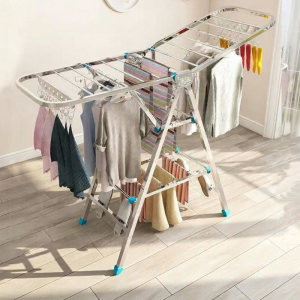 Mobile Foldable Wing-shaped Stainless Steel Clothes Drying Rack