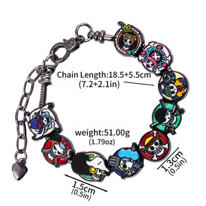 Bandai | Popular Anime Skull Bracelet Featuring Luffy Ace And Nika Diy Pendant Bracelet Vintage Style Cosplay Accessory Gift