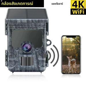 กล้องติดตามสัตว์ป่า 4K พร้อม WiFi ใช้พลังงานแสงอาทิตย์ กล้องดักถ่ายภาพกลางคืน กันน้ำระดับ IP66 กล้องถ่ายภาพสัตว์ป่า กล้องล่าสัตว์