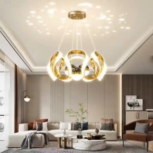 Remote Control Black Gold Chandelier Droplight Nordic Luxury Starry Sky Living Dining Room Home Bedroom Ceiling Hanging Lamp Pendant Light