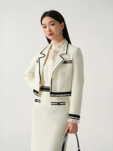 BADINA | Áo Khoác Tweed Ngắn Mới cho Phụ Nữ Mùa Xuân & Thu