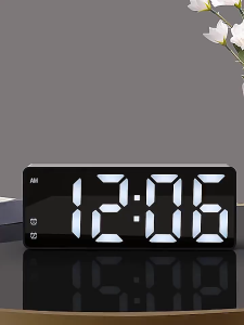 LED Mirror Table Clock Digital Alarm Snooze Display Time Desktop Electronic Table clocks Desktop Clock