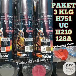 Samurai Paint Paket 3 Kaleng Pilok Pilox Cat Semprot Samurai Paketan Lengkap Merah Doff  Dop Matte Red H751 751 Epoxy Surfacer UC H210 Flat Clear Pernis Doff Dop 128A 400ml