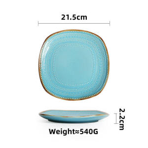 OMK European Royal Style Stoneware Steak Plate Ceramic Square Dinner Plate