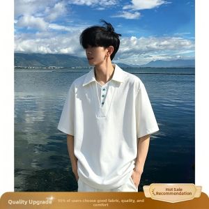 OUMULONG | Polo Shirt Faux Two-Piece V-Neck Cleanfit