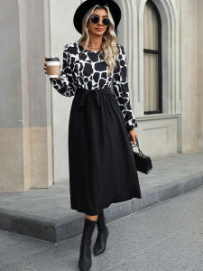 Women's Leopard Print Long Sleeve Dresses