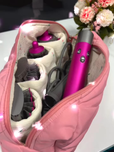 Túi du lịch Dyson Airwrap - Hộp đựng có 4 ngăn đựng máy tạo kiểu tóc Airwrap Multi-Styler & phụ kiện màu hồng