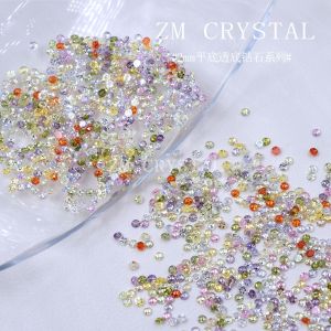 Ultra-Shiny Rose Cut Zirconium Stone 2mm round Transparent Base Nail Drills Mini Ice through Flat Bottom Pile Drills Nail Stickers