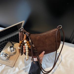 TANGKOU | Retro Matt Finish Shoulder Bag Brown 2025 Fall New Arrival