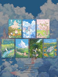 Original Illustration Rabbit a Guang Postcard Hand Drawn Cute Anime Small Card Greeting Card Creative Trendy Pearl Paper Size 15x10cm