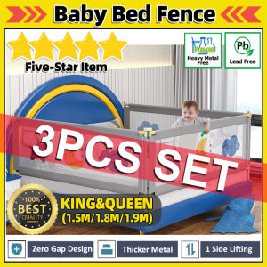 【3Pcs Set】Anti Fall Baby Bed Fence Safety for Kids King Bed&Queen Bed 1.5M/1.8M/1.9M(60/70/75Inch) Bed Side Protector Non-Toxic Material Guard Baby Rail Guard Bed Rail Anti-fall Bed Fence Crib Guard Rail Fence