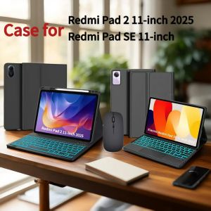 Case for Redmi Pad 2 11-Inch 2025 Keyboard Cover/For Redmi Pad SE 11-Inch 2023 Wireless Bluetooth Removable Keyboard Cover