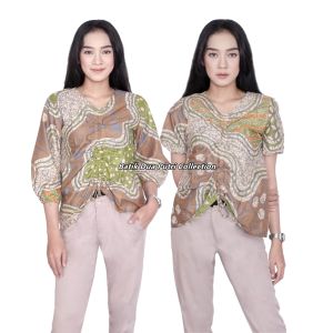 atik Wanita - Blouse Batik Atasan Batik Model Serut Depan Lengan Pendek dan 7/8 Batik Dua Putri Collection