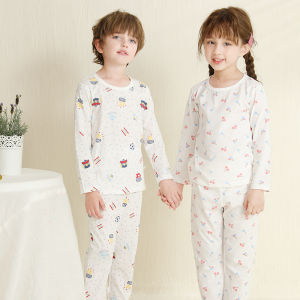 ชุดนอนเด็กผ้าฝ้ายแท้บางฤดูร้อน ชุดนอนฤดูร้อนสำหรับเด็กชายและเด็กหญิง ชุดนอนฤดูใบไม้ร่วง ชุดนอนฤดูใบไม้ผลิ ชุดนอนสำหรับเด็กตัวน้อย