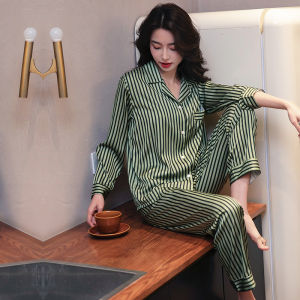 Bộ Đồ Ngủ Dài Tay Phù Hợp Với Cặp Đôi Ice Lụa Rộng Rãi Bộ Đồ Ngủ Nam Dài Tay Phù Hợp Với Nam Giới Cỡ Lớn Mặc Nhà Thoải Mái Tròn Cả Năm In Hình Tròn Kẻ Caro