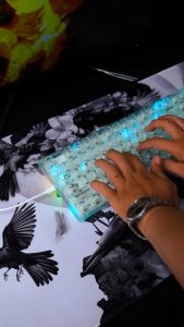 E-YOOSO Z-94 Keyboard Mechanical Gaming 90% Wired Type C Cable Transparan White Switch and Red Switch