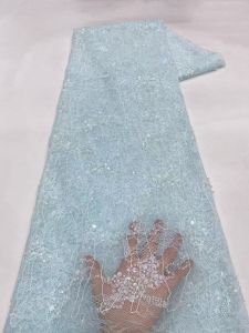 OLEVO | 2026 African Sequins Beaded Groom Lace Fabric High Quality French Tulle Lace Fabric 2026 Embroidery Nigerian Lace Fabrics