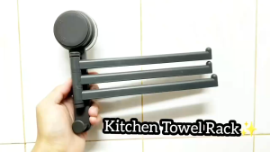 Kitchen Towel Holder 180° Rotatable Wall Mounted | Rak Tuala Dapur | Foldable Towel Hanger