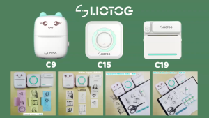 LIOTOG C19 Mini Bluetooth Thermal Printer Photo Printer Mini Printer Sticker Paper Portable Printer for Kids Study with Free Printer Paper