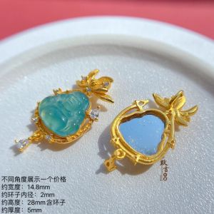 S925 Sterling Bạc Ngọc Tự Nhiên Phật Tre Công Cộng Nút Thắt Mặt Dây Chuyền Vòng Cổ Bướm Phong Cách Trung Hoa Mới Nữ Phong Cách Riêng Biệt Thiết Kế