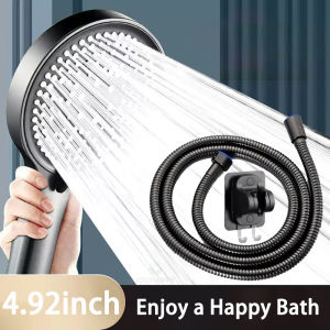 High Pressure Shower Head Set Water Saving Rainfall Spray Handheld 6 Jet Modes Shower Head with Hose Bathroom Accessories