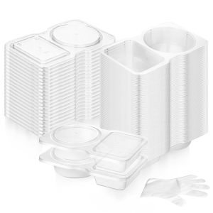 40/80/120/140 Pcs Sauce Box Double Compartment Condiment Source Container Portable Dipping Sauce Boxes for Kitchen Accessories