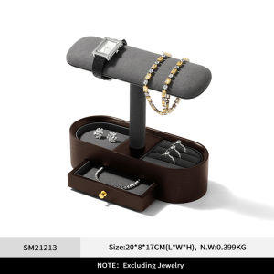 Oirlv | Oirlv Walnut Wood Watch Stand Jewelry Organizer Necklaces Bracelets Rings Storage Rack T-bar Watch Holder Watch Display Props