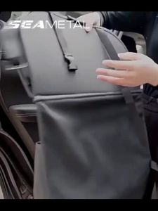 SEAMETAL Car Back Seat Storage Bag Folding Table TrashCan Leather Multifunctional Storage