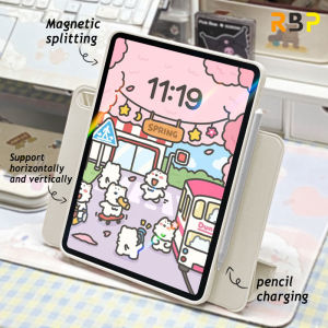 RBP"Transparent magnetic case compatible with iPad Pro 11 iPad 10 and iPad Air 6 featuring a 4-split design for 10.2-inch models."