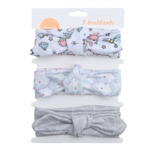 Elastic Cotton Baby Headband Set with Rabbit Ears Three-Piece Childrens Hair Accessories Bow Knot Hairband Ensemble for Girls