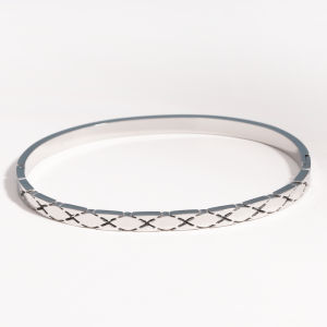 Luxury Shiny Full Zircon Open Bangle Bracelet for Women Exquisite Stainless Steel X Design Wedding Party Jewelry Gift