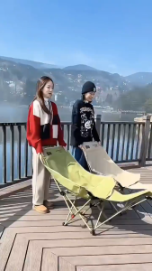 Camping folding chair foldable Outdoor reclining camping chair with foot rest outdoor sleeping chair