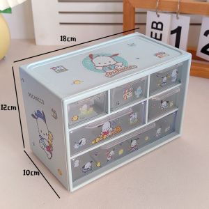 1PC Sanrio Storage Box Cartoon DIY Kuromi Stationary Storage Box Desk Organisers for Women Girls Hair Accessories Storage Box Student 3 Layer Drawer MINI Storage Tool School & Office Equipment