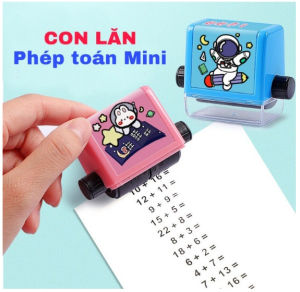 Máy in con lăn phép tính cho bé tiện lợi (tặng kèm 1 lọ mực) con lăn phép tính tự động