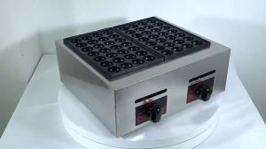 SHANBEN Electric Takoyaki Machine Gas Commercial Double Pan 56 Holes Gas Fish Ball Stove COD