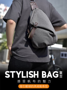 Japanese Style Large Capacity Canvas Sports Crossbody Bag for Men Outdoor Commuting Vintage Wear Resistant Single Shoulder Bag