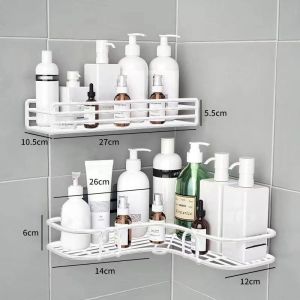 Scandinavian Style Bathroom Shelf No Drilling Wall Mounted Toilet Kitchen Washstand Storage Rack Iron Material Single Layer